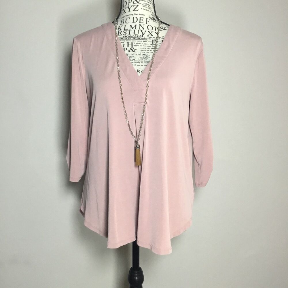Blush pink stretchy western top roll 3/4 sleeve fairycore cottagecore feminine S